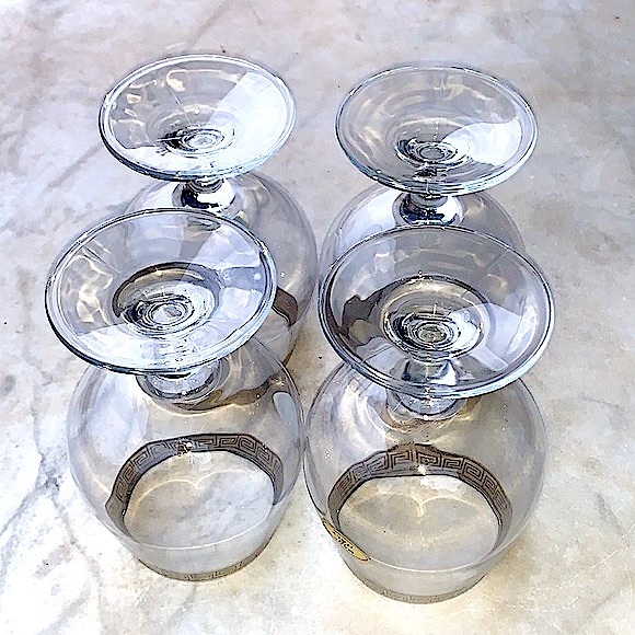 COLLECTION COGNAC GLASSES WITH GREEK SILVER RIM NIB 22 OZ SET OF 4 - Picture 7 of 9